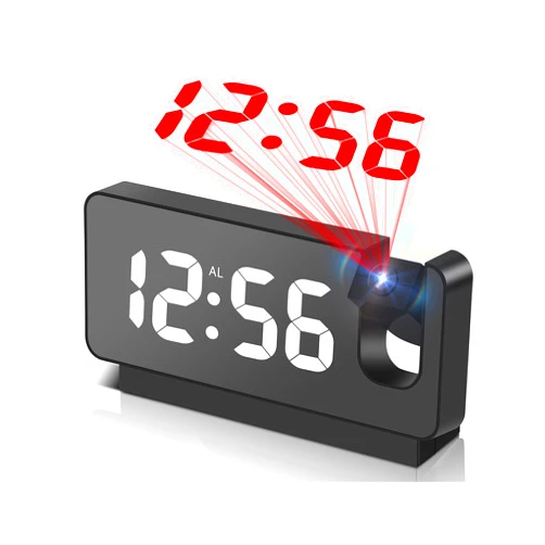 IOJBKI Projection Alarm Clocks for Bedrooms,LED Digital Clock with 180° Rotatable Projector on Ceiling Wall,Snooze Model,12/24H,2-Level Brightness Indoor Temperature for Heavy Sleepers Adults