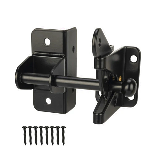 HILLMASTER Self Locking Gate Latch for Wooden Fence,Heavy Duty Gravity Fence Latch Privacy Door Latch for Wood Gate,Metal Gates,Vinyl Fence,Gate Hardware Gate Door Lock for Outdoor Pool,Black Finish