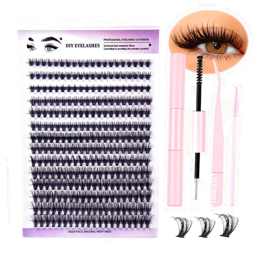 JAMESVAN Lash Clusters kit,280 PCS lash Extension Kit 30D DIY Individual Eyelash Clusters Kit,8-16mm Wispy Eyelashes Kit with Lash Bond, Lash Remover, Lash Applicator,Lash Brush
