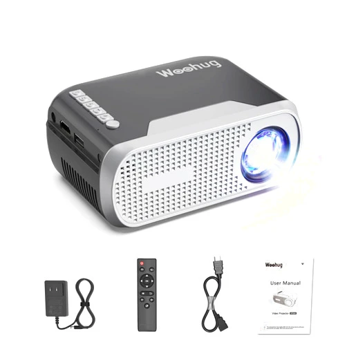 Woohug Mini Projector for iphone, Woohug Mini Portable Projector, Movie Projector for Outdoor Use, Small Home Theater Projector Full HD 1080P Supported Projector Compatible with HDMI, USB