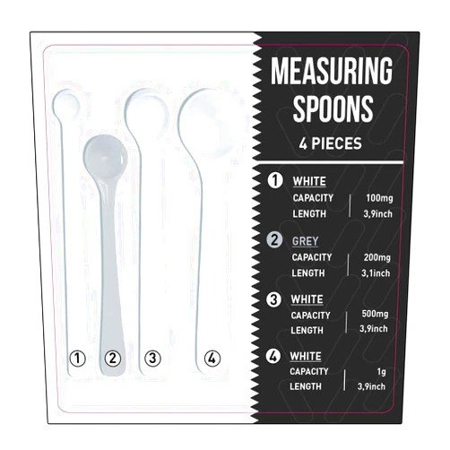 Extrakt Manufaktur Hamburg Dosing spoon | milligram measuring spoons set of 4 | exact dosing 100mg, 200mg, 500mg, 1g | mg measuring spoons for powder and liquids