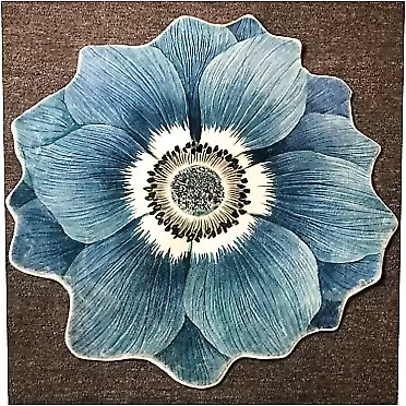 SIPEIEN Blue Flower Rug for Bedroom,Fluffy Circle Rug for Kids ,Teen's Room, Pashmina Rug ,Shaggy Circular Rug for Nursery Room,Fuzzy Plush Rug for Dorm, Cute Room Decor for Baby