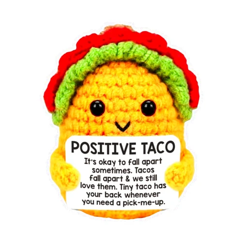 Ckajuoau Positive Crochet Taco Birthday Gifts for Women Men Handmade Mini Taco Emotional Inspirational Support Taco Valentines Gifts for Him Her Christmas Stocking Stuffers Pick Me Up Gift for Women
