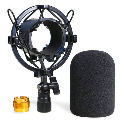 SUNMON AT2020 Shock Mount with Windscreen, Shock Mount Stand with Foam Pop Filter for Audio Technica AT2020 AT2035 AT4040 AT2020USB ATR2500x Condenser Micphone