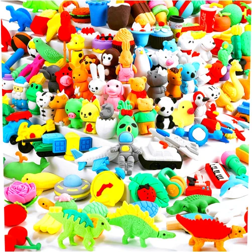 URSKYTOUS 150Pcs Animal Erasers Kids Desk Pets Pencil Erasers 3D Puzzle Bulk Mini Animal Food Eraser Toys Fun Cute Eraser for Classroom Rewards, Game Prizes, Treasure Box, Easter Egg Fillers
