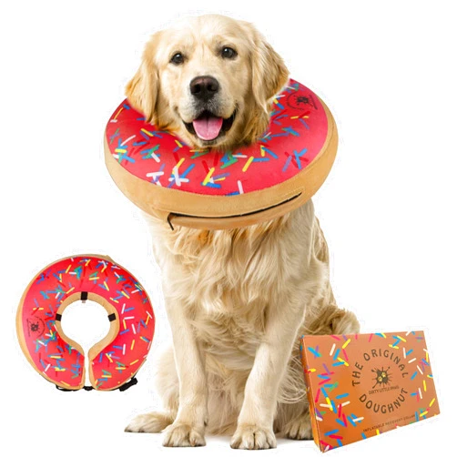 DIRTY LITTLE PAWS Inflatable Dog Colllar | Great Alternative to a Dog Cone or a Dog Cone Collar | Our Super Comfy Dog Donuts Make Excellent Recovery Collars for Dogs | Suitable for Large Dogs (Pink)