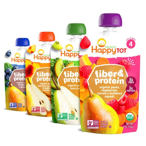 Happy Tot Organics Stage 4 Baby Food Pouches, Gluten Free, Vegan Snack, Fiber & Protein Fruit & Veggie Puree, Fruit & Veggie Variety Pack, 4 Ounce (Pack of 16)