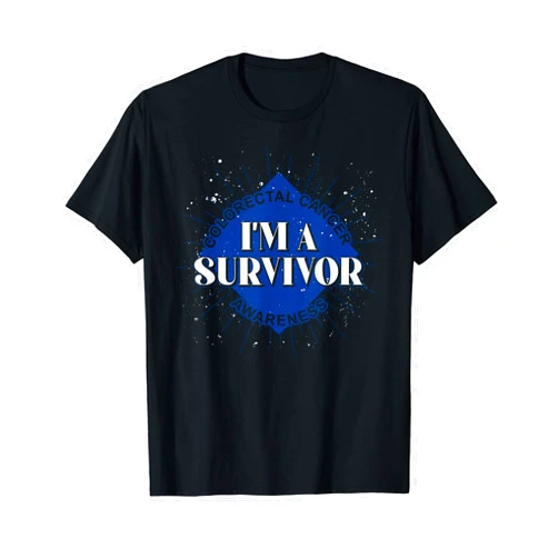 Colorectal Cancer Survivor Gift Idea Dark Blue Ribbon Cancer Survivor Colorectal Cancer Awareness T-Shirt
