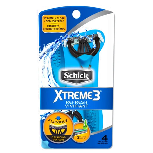 Schick Xtreme 3 Disposable Razors for Men with Refreshing Scented Handle, 4 Count