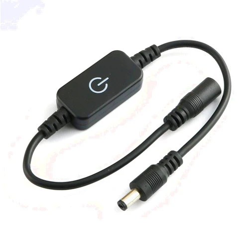RLECS 12-24V 2A Single Color Light Emitting Diode Strip Light Brightness Controller On/Off Switch Inline Tact Switch Black DC Mini LED Dimmer Touch Switch