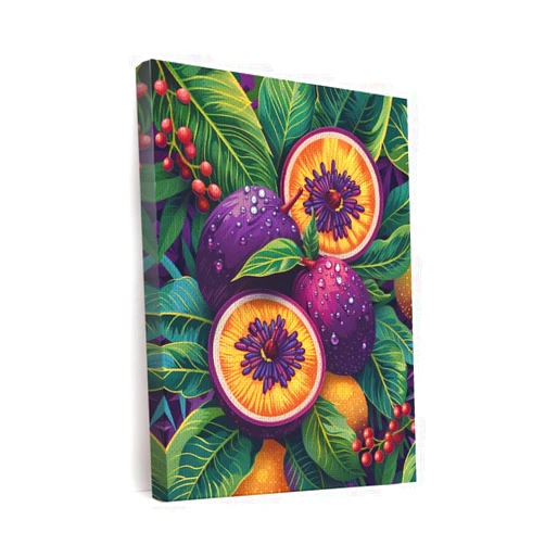 CanvasArtMagic Passion Fruit Jungle Boho Art Design 3 Canvas Wall Art Picture Prints Artwork Framed For Living Room Wall Home Decor Gifts For Family Mordern Art Easy Hanging