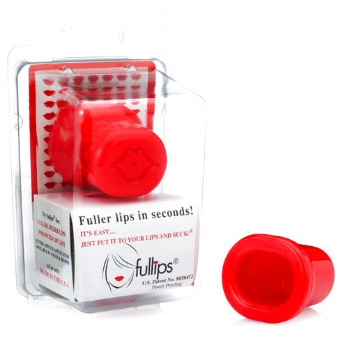 FULLIPS Lip Plumper Tool - Small Oval with Bonus Medium Oval Enlarger - Self Suction Plumping Device For Fuller Lips - Plump in Seconds - Natural Instant Lip Enhancement Kit - Red Plastic Plumpers