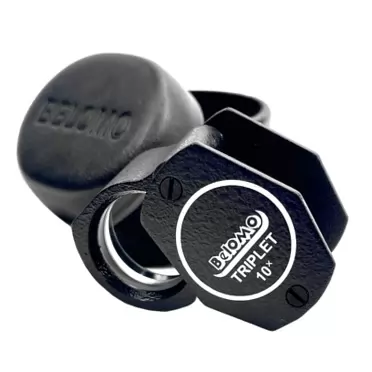 BelOMO Jewelers Loupe 10x Triplet Magnifier with Small Leather CASE. 21mm (.85