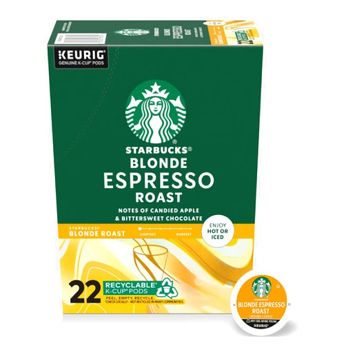 STARBUCKS Blonde Espresso K-Cup Coffee Pods 22 Count 8.9oz Box