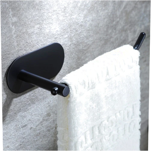 SUNTECH Hand Towel Holder - Black Towel Ring for Bathroom, Adhesive Towel Bar for Organizing Towels, 6 3/10 Inch Hand Towel Rack, Stainless Steel