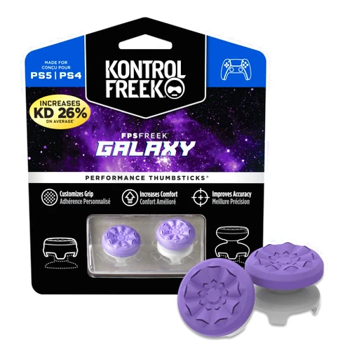 KontrolFreek FPS Freek Galaxy Purple for PlayStation 4 (PS4) and PlayStation 5 (PS5) | Performance Thumbsticks | 1 High-Rise, 1 Mid-Rise | Purple