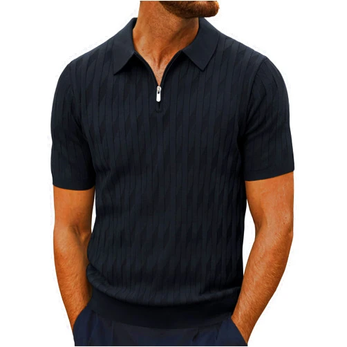PJ PAUL JONES Men's Quarter Zip Polo Shirts Short Sleeve Textured Knit Polo T Shirt Business Casual Golf Shirts