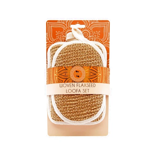 Earth & I Flaxseed Scrub and Sponge Set, Exfoliating Loofah for Deep Cleaning the Skin, 2-Pack