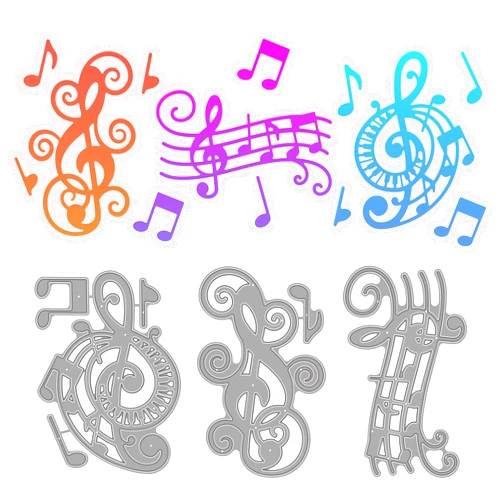 GLOBLELAND 3Pcs Music Note Cutting Dies Musical Notes Embossing Stencils Music Party Decorations Template for Music Theme Card Scrapbooking and DIY Craft Album Paper Card Decor