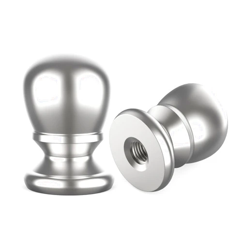 MARRTEUM 2 Pcs Ball Lamp Finial Caps, 1/4-27 Inch Threaded Solid Lamp Shade Head Top Screw Knobs Decorative Replacement Nuts for Lamp Shade, Lighting Fixtures, Table or Floor Lamps (Polished Silver)