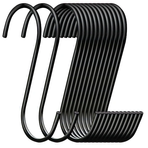 ESFUN 30 Pack Heavy Duty S Hooks Black Steel S Shaped Hooks for Hanging Jeans Pans Pots Plants Bags Towels Kitchen Closet Hooks Hanger, Large 3.5 inch