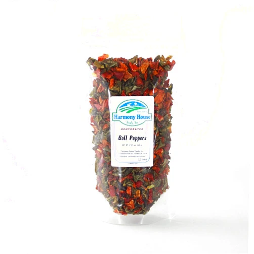 Harmony House Dried Mixed Bell Peppers, Diced - Dehydrated Vegetables For Cooking, Camping, Emergency Supply and More, 2.25 oz ZIP Pouch
