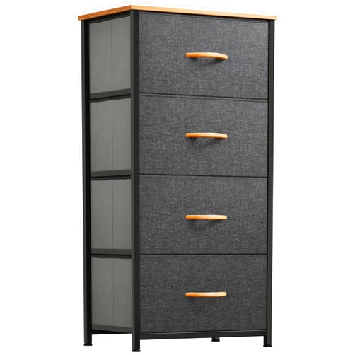 YITAHOME Dresser with 4 Drawers - Fabric Storage Tower, Organizer Unit for Bedroom, Living Room, Hallway, Closets - Sturdy Steel Frame, Wooden Top & Easy Pull Fabric Bins