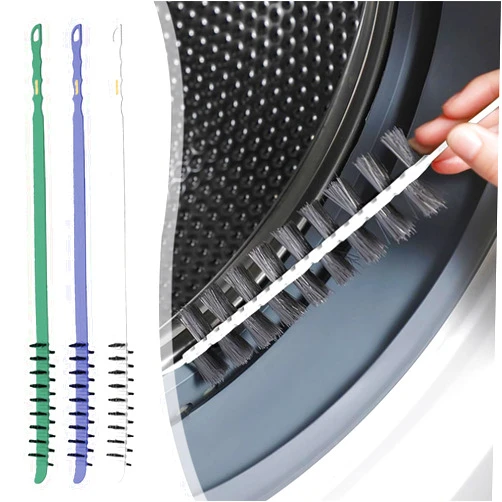 Generic 3 Pack Washing Machine Cleaning Brush, Crevice Brush of Drum Washing Machine, Home Essentials Cleaning Brush, Long Coil Brush Washing Machine Brush Stiff Bristle Cleaning Tool (3 Color)