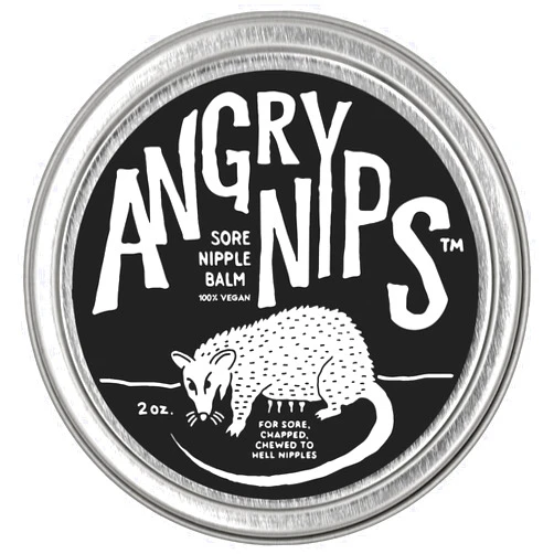 Angry Nips Sore Nipple Balm, 100% Plant-Based Vegan Breast Cream for Sore, Chapped Nipples, 2oz