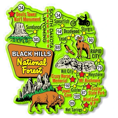 Classic Magnets Black Hills National Forest Jumbo Map Magnet by Classic Magnets, 3.4