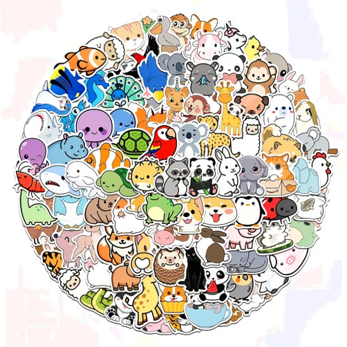 WUUPCKY 100 PCS Animal Stickers for Kids,Classroom prizes Elementary,School Students Gifts and Classroom Teachers Reward Stickers,Waterproof Water Bottle Stickers for Kids Teens Girls