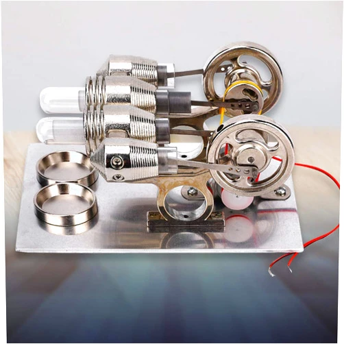 Worii Stirling Engine Machine, 4 Cylinder Stirling Engine Miniature Hot Air Power Generator Physics Lab Teaching Model Tool, Birthday Gifts for Children and Adults
