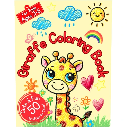 Vividprintcraft Giraffe Coloring Book for Kids Ages 3-6 | 50 Cute & Fun Giraffe Designs: A Fun Activity Book with Adorable Giraffes, Easy Coloring Pages & Big Illustrations for Little Artists