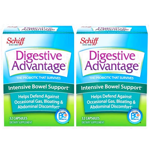 Schiff Digestive Advantage Intensive Bowel Support, 32 Capsules (Pack of 2)