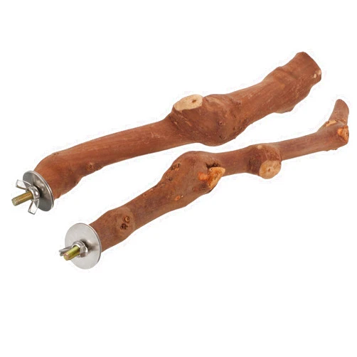 LOGOFUN 2Pcs Parrot Perch Stand Wood Bird Stand Branch Paw Grinding Stick Bird Cage Accessory