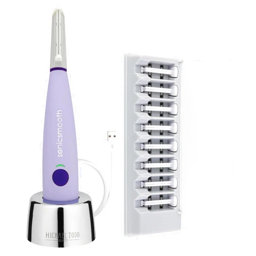 Michael Todd Beauty - Sonicsmooth Dermaplaning Tool - 2 in 1 Peach Fuzz Facial Hair Removal for Women - Dermaplane - Rechargeable with 8 Week Supply