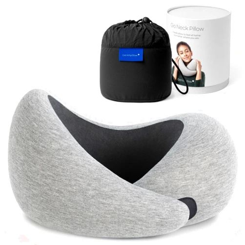 OSTRICH PILLOW Ostrichpillow Go Neck Pillow, Travel Pillows for Airplanes, Premium Memory Foam Travel Pillow, 360º Ergonomic Design, Asymmetrical Sides, Travel Bag Included, Washable Modal Cover