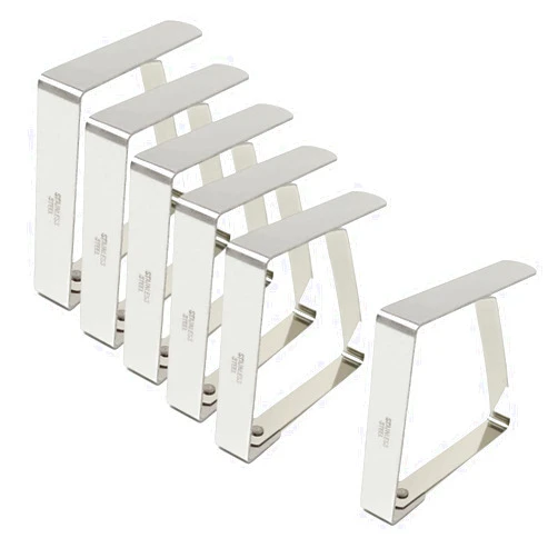Honbay 6PCS Stainless Steel Large Strong Cloth Clip,Tablecloth Clamp Holder, Table Cover Clamps,Table Cloth Holders, Table Cloth Clips Holders for Outdoor and Indoor(Up to 2