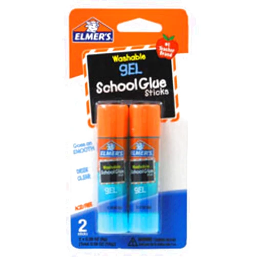 Elmer's Washable Gel School Glue Sticks, 0.28 oz Each, 2 Sticks per Pack (E518)