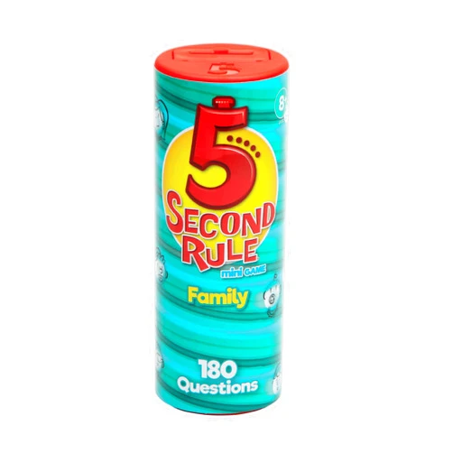 5 Second Rule Game Family Edition (Mini Tube) - Simple Question Card Game for Family Fun, Party, Kids, Travel, Game Night & Sleepovers - Think Fast and Shout Out Answers - for Ages 8+