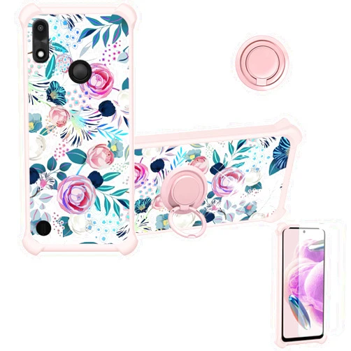 Jioeuinly Case for Zte Blade A3 Prime Case Compatible with Zte Blade A3y, Gabb Z2 Phone Case Cover [with Tempered Glass Screen Protector][Hard PC + Soft Silicone][Colorful Reflect Light] IMDF-HUA299