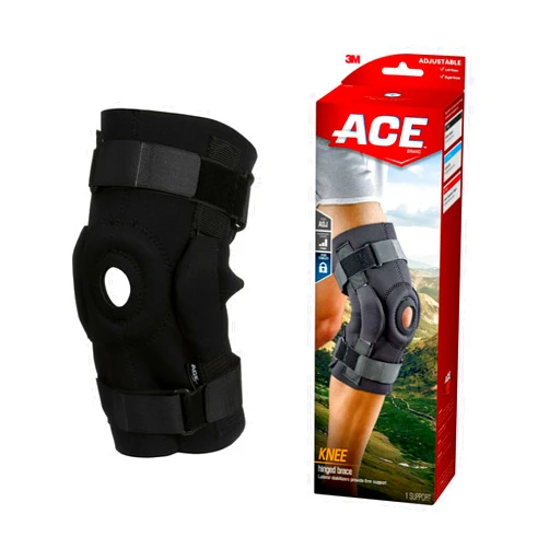 ACE Hinged Knee Brace, Helps Support Weak, Injured, Arthritic or Sore Knee, One Size Fits Most, Black