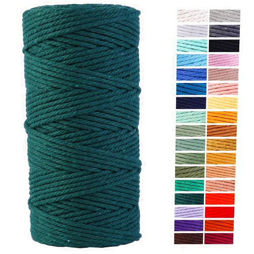 ZXCDINO Dark Green Macrame Cord 3mm x 109Yards,Colored Cotton Rope Craft Cord Colorful Cotton Cord Twine for Wall Hanging Plant Hangers Crafts Knitting Decorative Projects