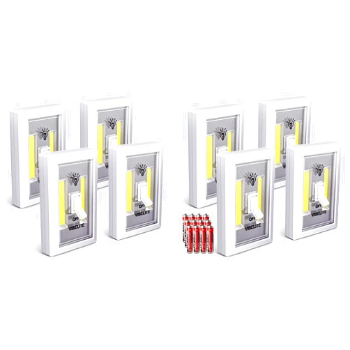 VIBELITE Closet Light, Battery Operated Switch Light, Tap Light, Touch, Push Night Lights, Wall Wireless Mount Under Cabinet, Shelf, Shed, Kitchen, Garage, Attic, RV, DIY(4-Pack&Batteries Included, 4 Pack)