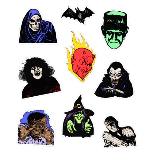 HJ Media Halloween Horror Monsters Sticker Pack #2 Classic Vintage Spooky Stickers + More (Order Medium-Xl) Sticker Waterproof Vinyl Window Bumper Sticker Decal 5