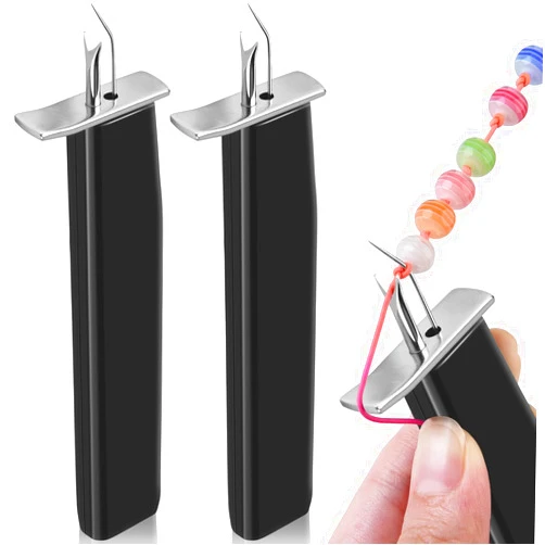 WXJ13 2 Pieces Jewelry Bead Knotting Tool for Create The Secure Knots, Pearl Jewelry Making Tool Professional Bead Knotting Tool for Jewelry Making Stringing Beading Tools, Black