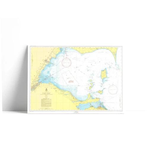MG Global Wrapped Gift | Nautical Chart Poster Lake Erie 1950 West End Islands Ohio Great Lakes 3 39 | 11x17 12x18 16x24 24x36 Historical Unframed Print Wall Art | Vintage Antique Home Office Decor