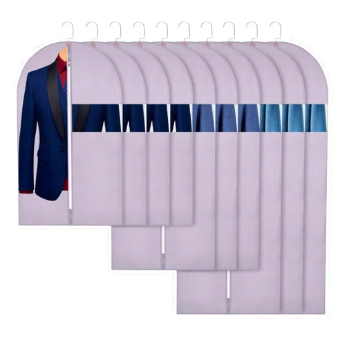 SNHTLS Hanging Garment Bags Suit Bags(Set of 10) Dust Cover Breathable Dress Bag for Closet Clothes Storage or Travel- Purple 24''x40''x48''x 55''