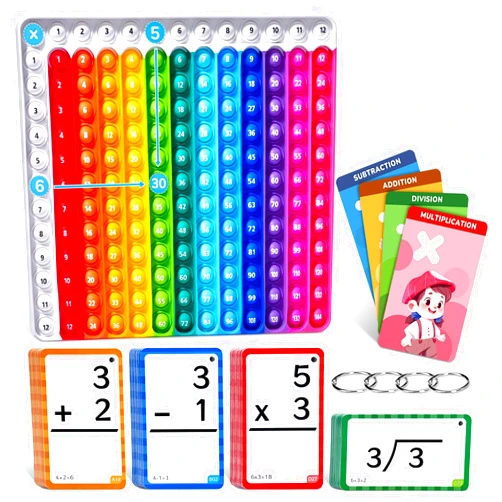 JoyCat 288 Flash Cards for Kids Ages 4-8, Math Flash Cards & Pop Fidget Chart, Math Manipulatives Game for Addition Subtraction Division Multiplication for Kindergarten 1st 2nd 3rd 4th 5th 6th Grade