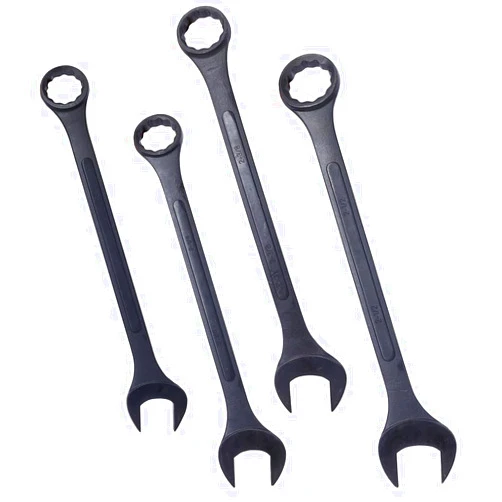 AMZOSS Jumbo Combination Wrench Set, SAE 2-1/8'', 2-1/4'', 2-3/8'', and 2-1/2'' Extra Large 4-Piece Open-End Wrench Set, Storage Bag Included, Black Oxide Finish